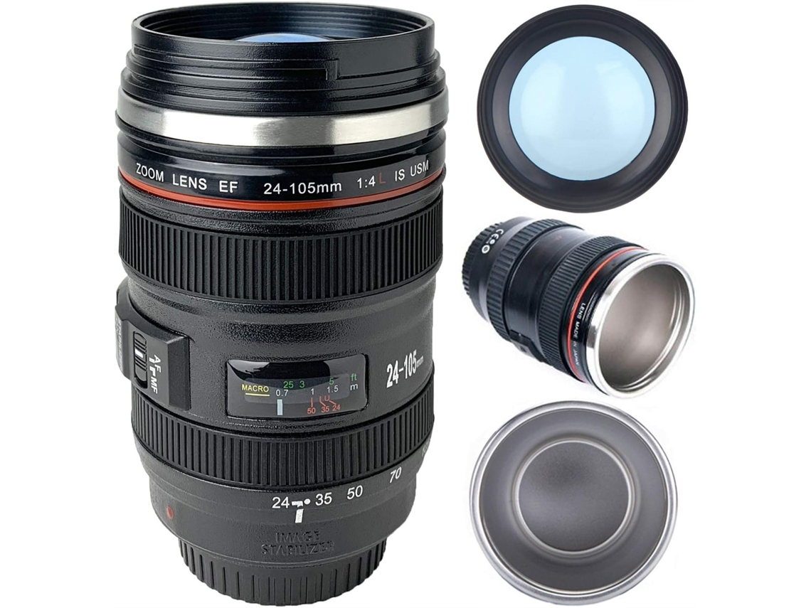 Caneca De Café Com Tampa Em Formato De Lente De Câmera, Xícara De Café Com Foto, Aço Inoxidável Brilvibera