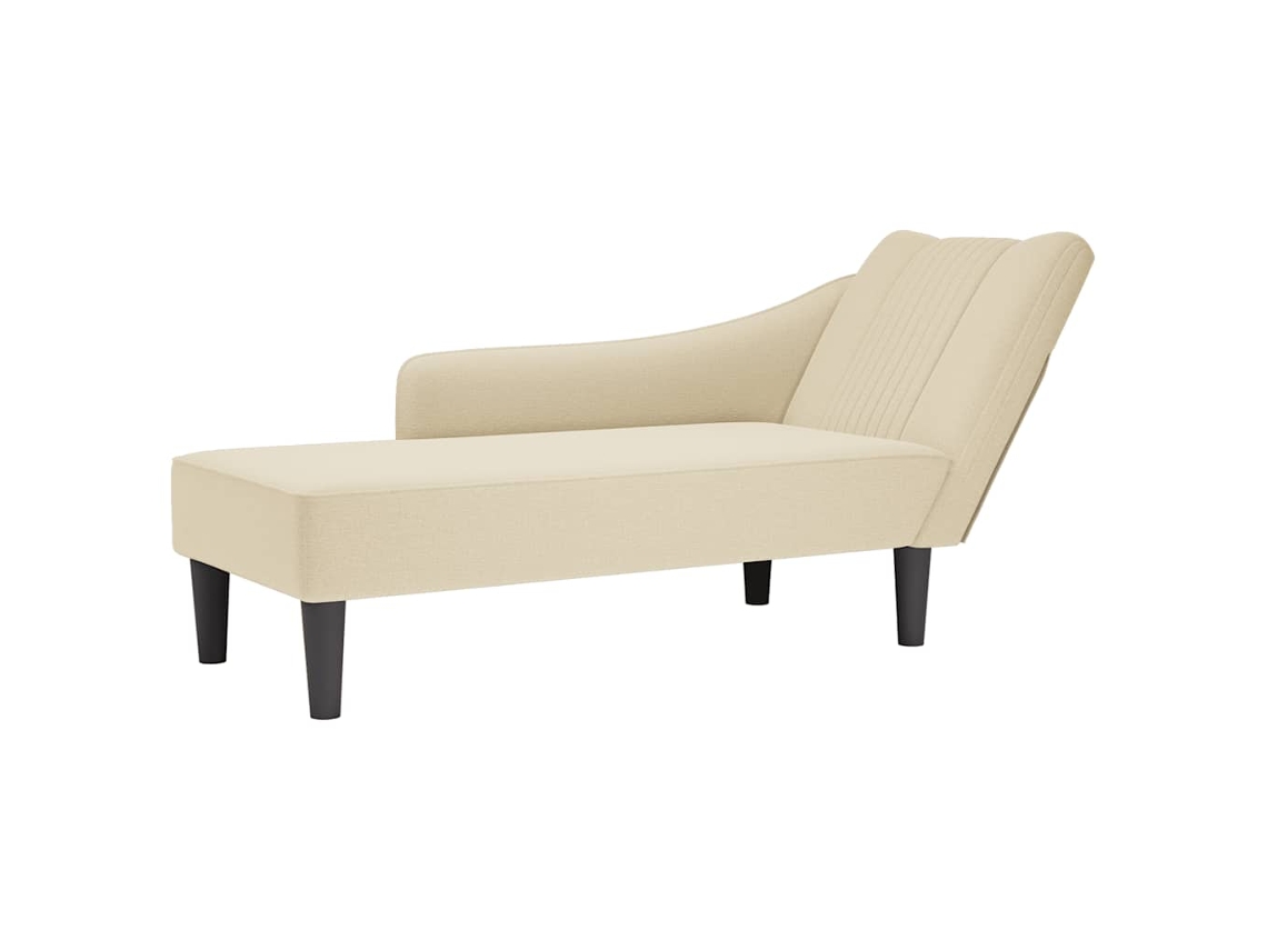 Vidaxl Chaise Lounge Com Tecido Creme Para Apoio De Braço Direito