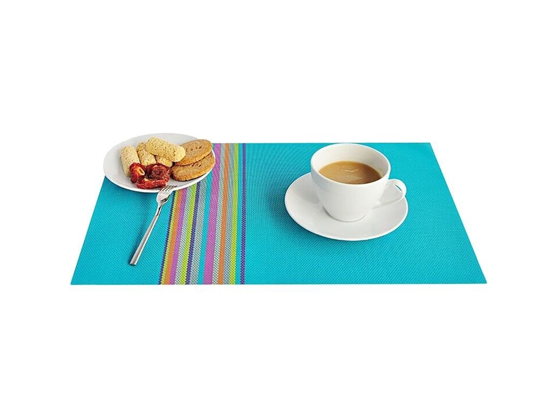 Set De 6 Manteles De Mesa De Pvc Lavables Resistentes Ao Calor E Manchas, Cor Azul, 45x30cm Para Cozinha