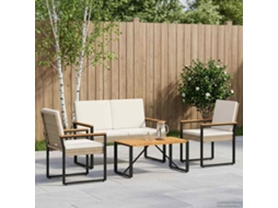 Vidaxl Conjunto De Móveis Para Exterior 4 Unid. Bege E Branco Creme