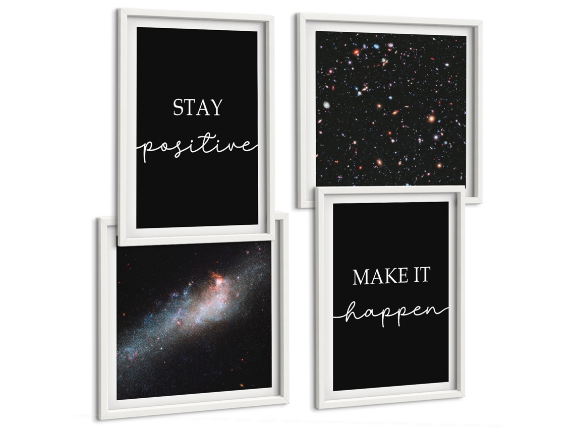 Composição De Quadros Inspirações Espaciais Motivação Espelharte (4 Peças)