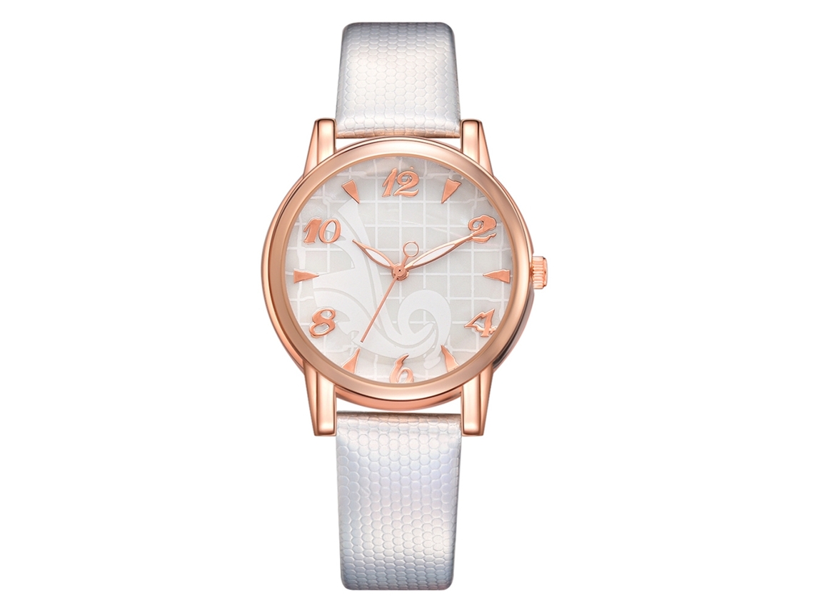 Relógio de Pulso Feminino de Moda com Pulseira de Couro Pu e Mostrador Redondo Grande