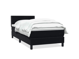 Cama Box Spring com Colchão 90x210 Cm Veludo Preto MAISON EXCLUSIVE