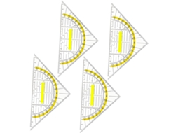Conjunto De Transferidor Coheali 4 Peças Com Cabo, Conjunto De Réguas Triangulares Plástico Transparente, Ferramenta De