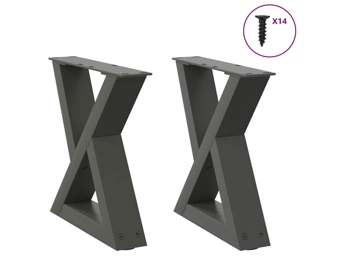 Vidaxl Pés Para Mesa De Centro 2 Peças Antracite 40x(30-31,3) Cm Aço
