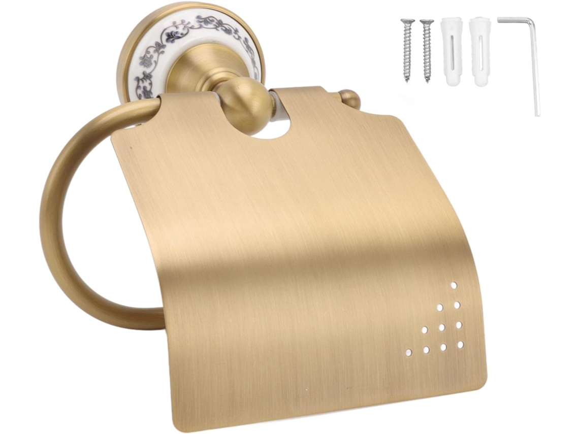 Suporte De Papel Higiênico Parede Haofy Estilo Antigo Com Decoração Em Porcelana, Resistente, Em Latão E Aço Inoxidável