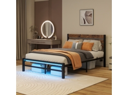 Bettrahmen 120x200cm Com Usb Led Armazenagem Aço Sem Ruído