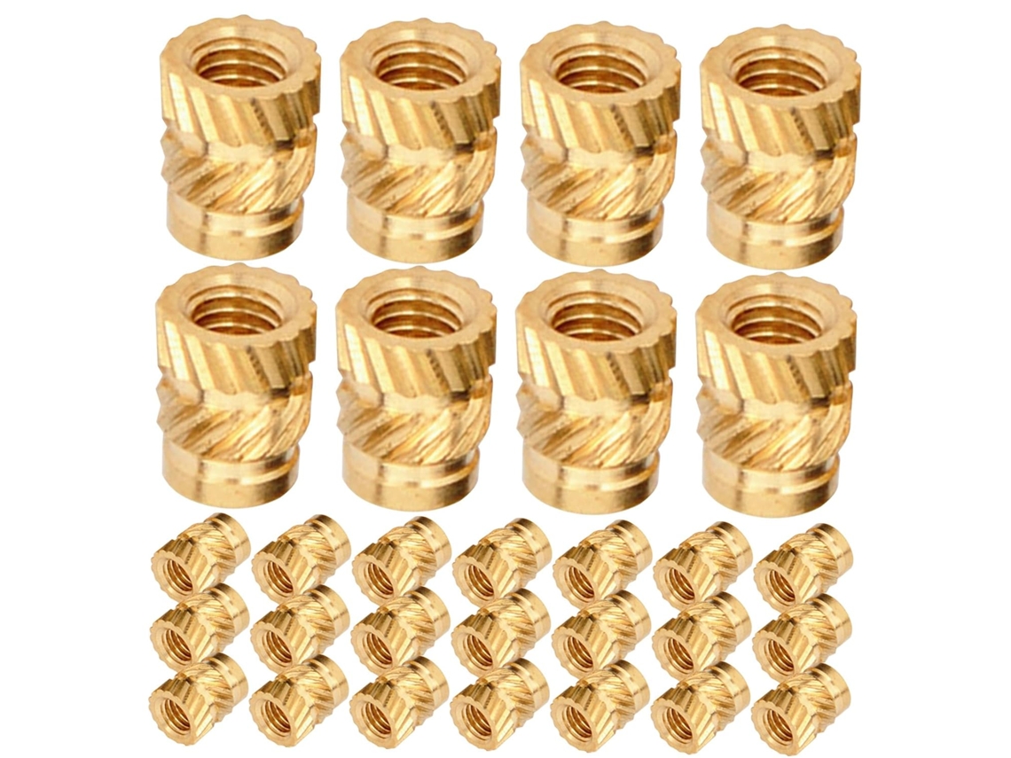 100 Porcas De Inserção Latão M3 X 4,6 5,69 Mm Com Padrão Espinha