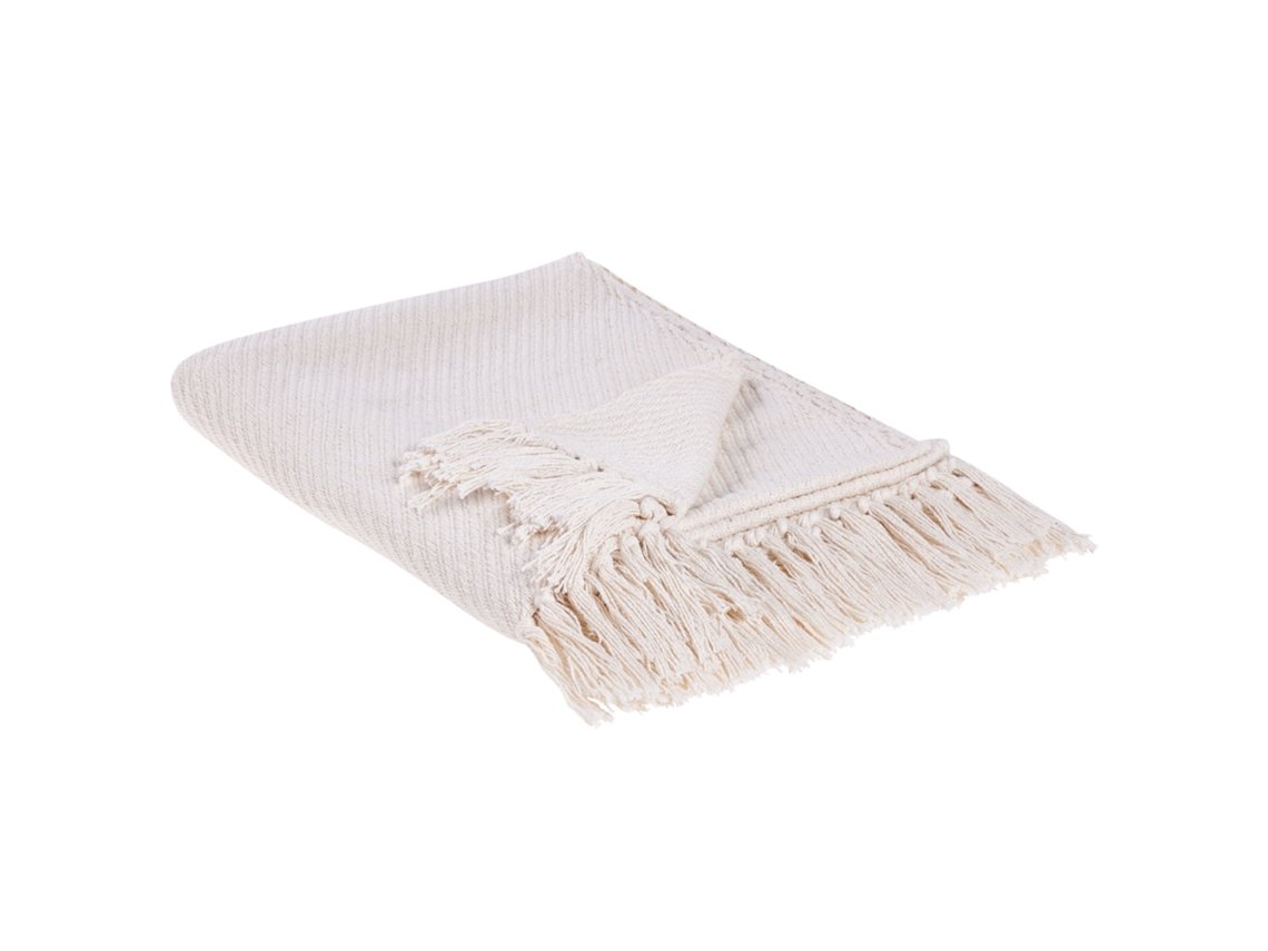 Manta Decorativa Beliani Yarsa De Algodón Beige 125x150x0.5