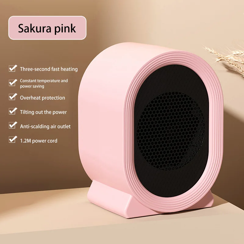 Aquecedor Elétrico de Chão, Aquecedor Elétrico Pequeno para Casa e Quarto, Silencioso, Inclinável e com Desligamento Automático MDUG (rosa)
