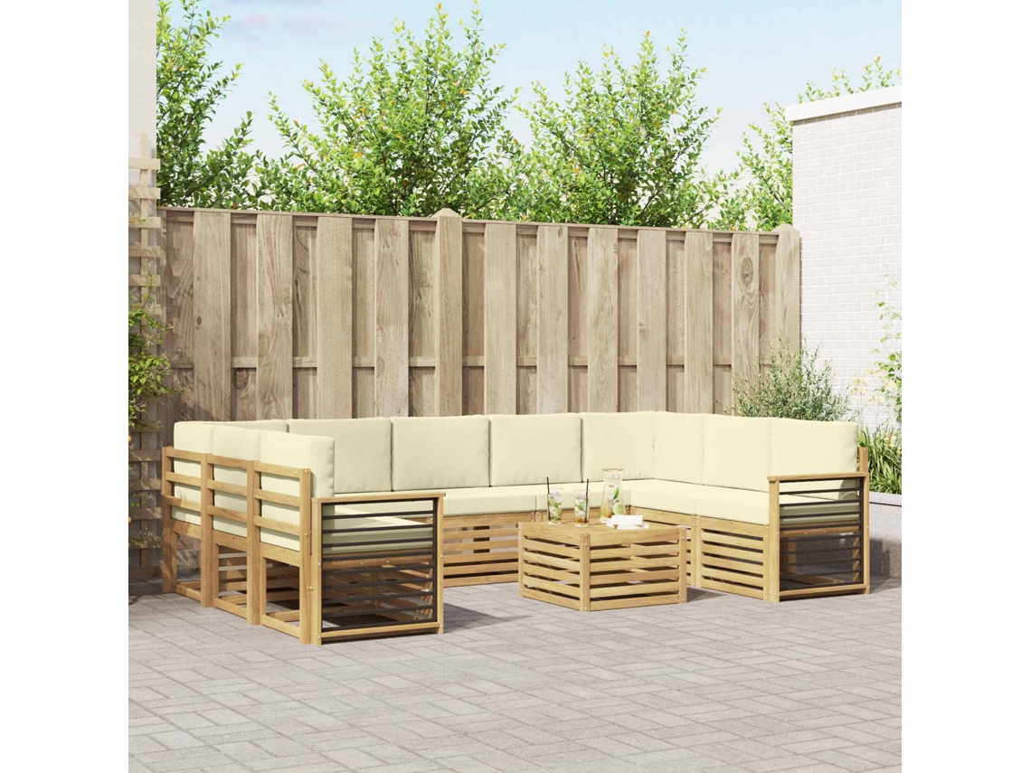 Vidaxl Conjunto De Sofás Para Exterior 10 Unid. Branco E Creme