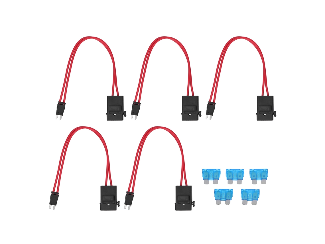 Portafusíveis de carro com cabo extensível, 20A, 16AWG, 5 fusíveis, para veículos | S/MARCA