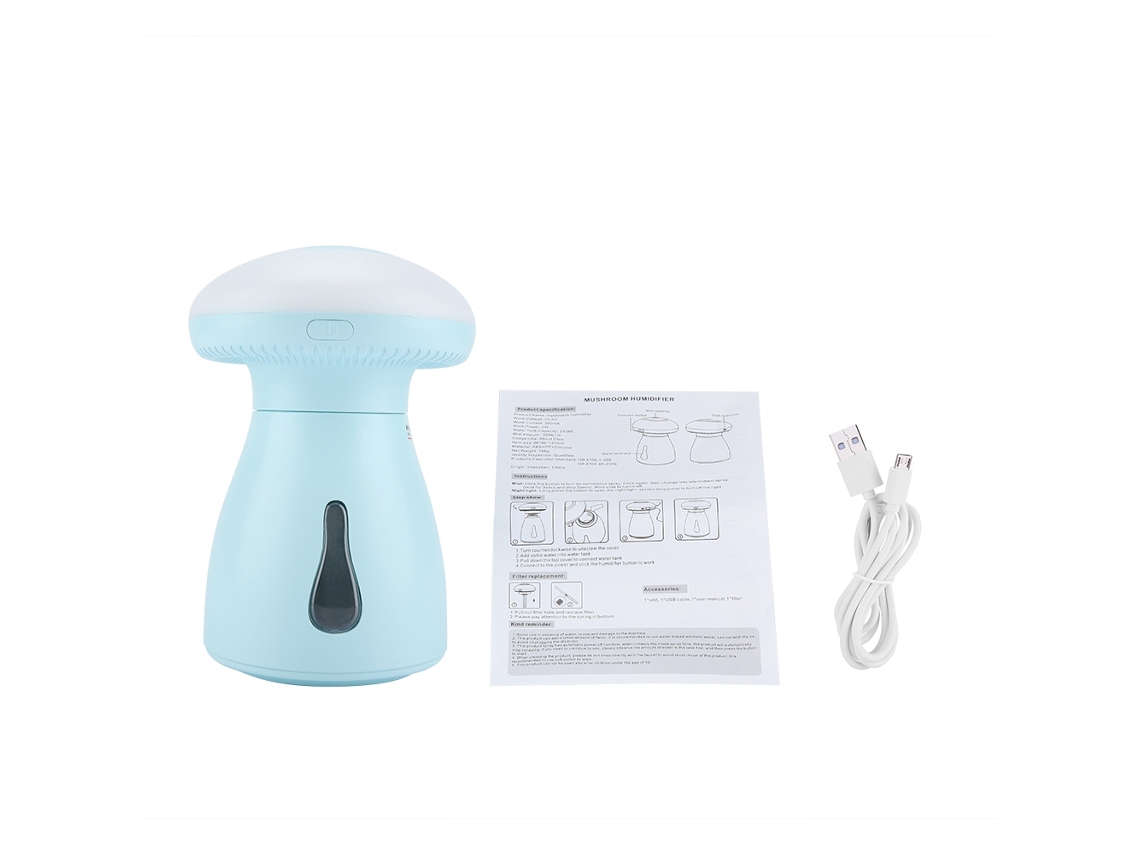 Umidificador Ultrassônico Laxiscreed Portátil Com Luz Noturna, Modelo Usb, De Design Fofo De Cogumelo, Para Uso Doméstico E Escritório