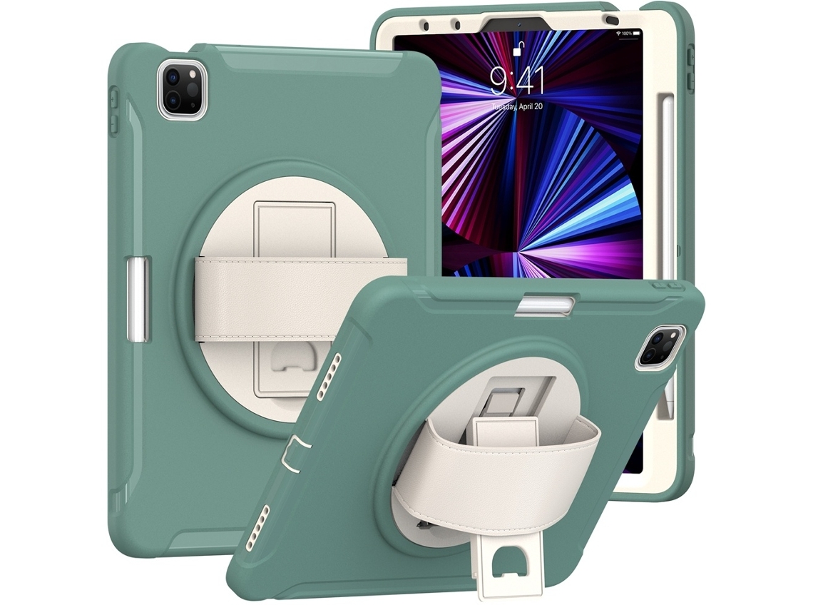 Capa Para Ipad Pro 11 2024 Spider Wheel Em Silicone E Pc Verde Elysve