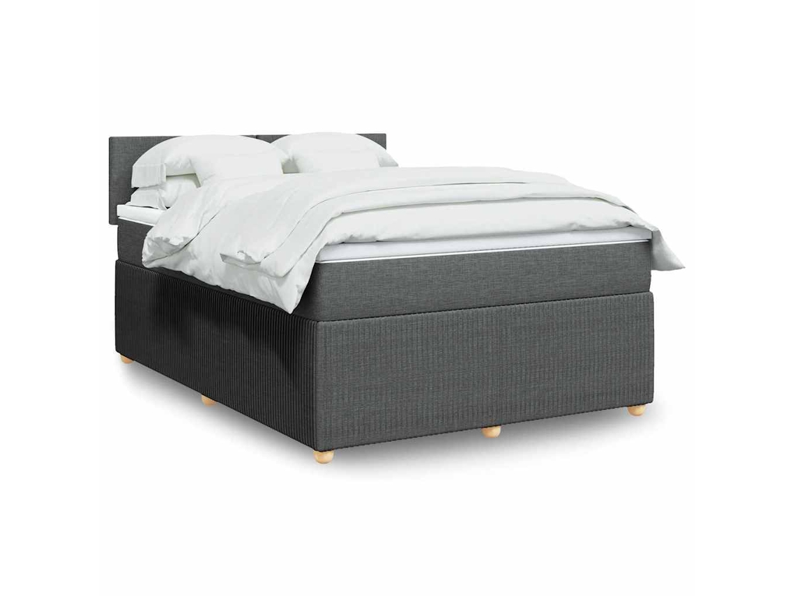 Vidaxl Cama com Molas/colchão 140x190 Cm Tecido Cinzento escuro