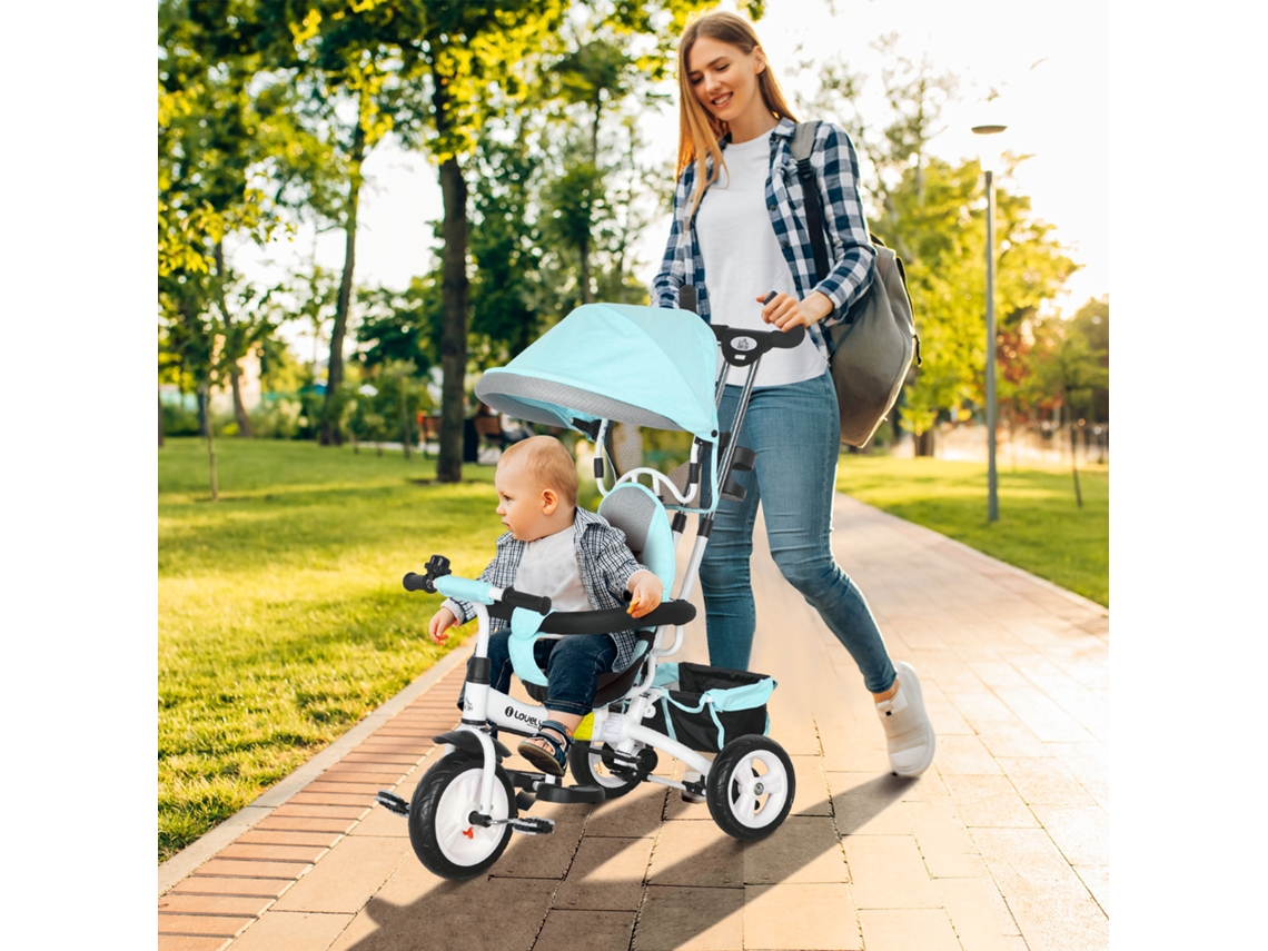 Tricycle 6 En 1 Pour Enfants, Auvent, Ceinture De Sécurité 5 Points, Rangement, Repose-pieds, Frein, 1-5 Ans, Vert
