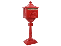 Caixa de Correio de Pé com Porta Vermelho 42,5 X 29,5 X 117 Cm VIDAXL