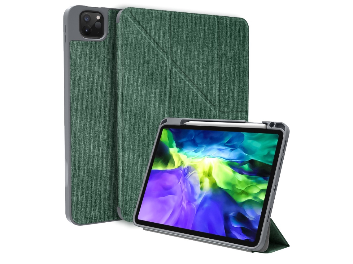 Capa Em Pu Despertar/dormir Automático Com Suporte E Suporte Para Caneta Verde Escuro Para O Seu Apple Ipad Pro 11 Pouces Mutural (2021/2020/2018)
