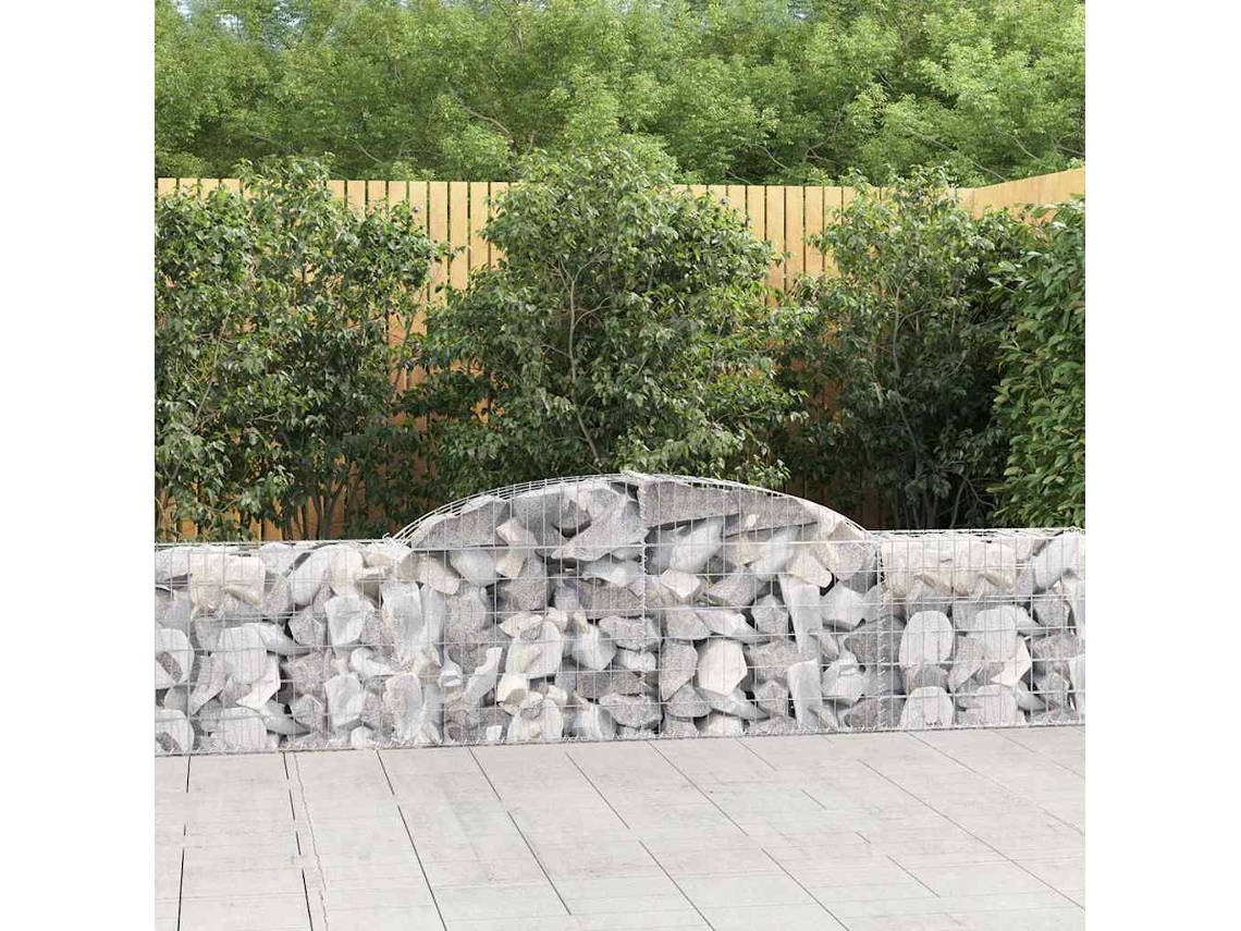 Vidaxl Cestos Gabião Arqueados 4 Pcs 300x30x60/80 Cm Ferro Galvanizado