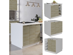 Ilha de cozinha Fame-Line, 90cm sem bancada, painel carvalho, branco, VICCO