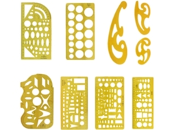Régua Geométrica Multifuncional Para Desenho E Medição, Em Plástico Amarelo, Conjunto De 9 Peças, Ideal Para Escritório