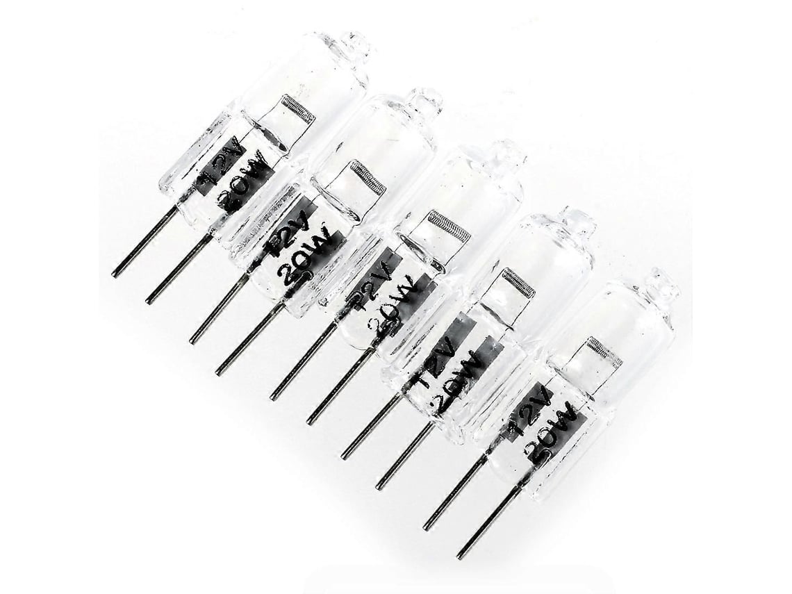 5 Lâmpadas Halógenas G4, 20w, 12v, Claras, Tipo Cápsula