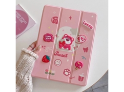 Capa Para Ipad Pro 2020 Tela Cheia 11 Pele De Urso Morango Rosa 3d Desenho Bonito
