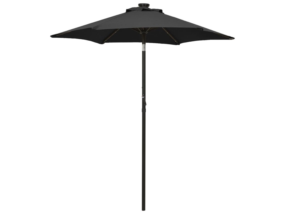 Vidaxl Guarda-sol De Jardim C/ Luzes Led 200x211 Cm Alumínio Preto