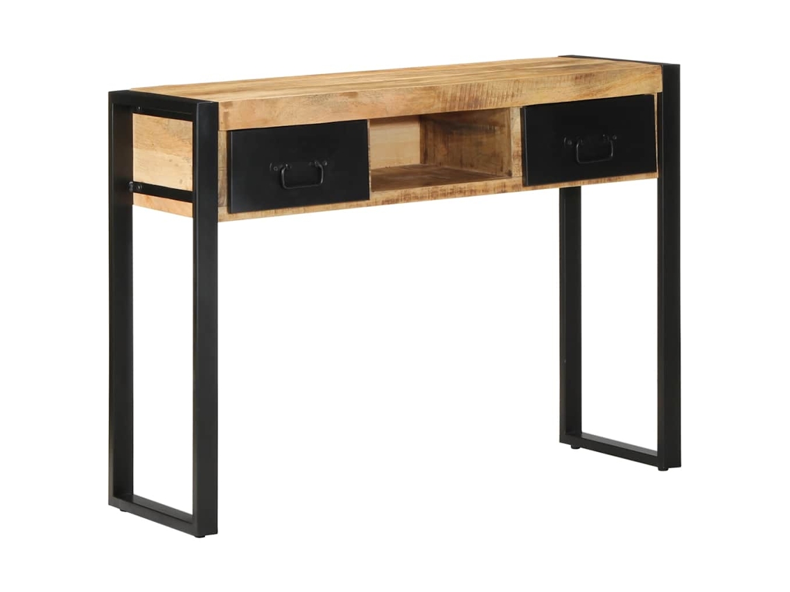 Vidaxl Mesa Consola 100x35x75 Cm Manga De Madeira Áspera Maciça