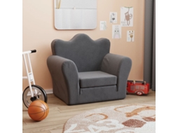 Vidaxl Sofá-cama Infantil Pelúcia Macia Antracite