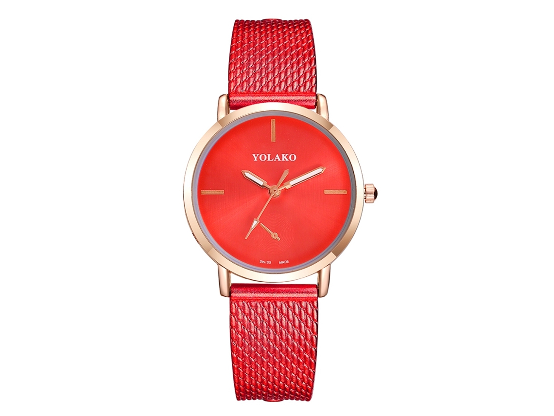 Relógio de Pulso Feminino Casual Simples de Quartzo com Pulseira de Plástico Vermelho