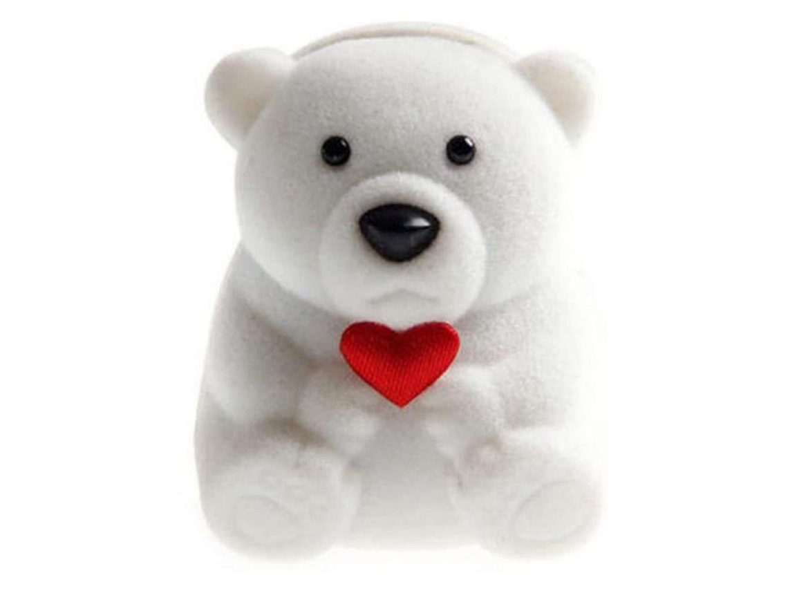 Caixa de Jóias Urso com Flocagem para Armazenamento de Anéis Presente Noivado Casamento | S/MARCA
