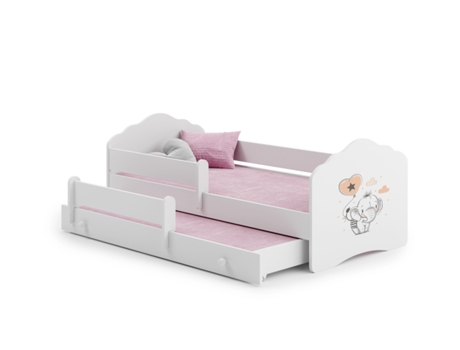 Cama dupla 160 x 80 com colchões e estrados incluídos Kobi Wave Elephant