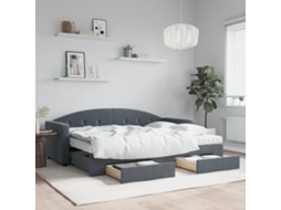 Sofá cama con cajones y terciopelo gris oscuro de 80x200 cm