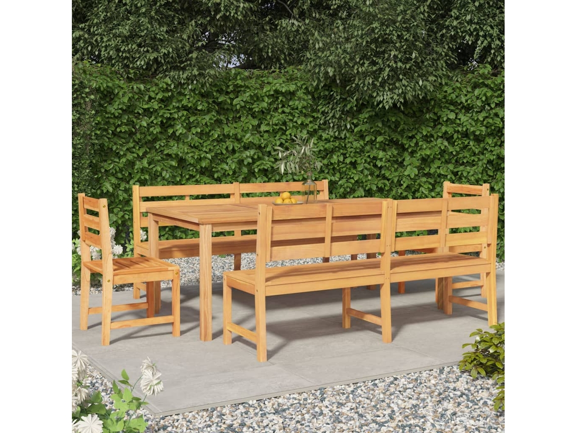Vidaxl 5 Pcs Conjunto De Jantar P/ Jardim Madeira De Teca Maciça