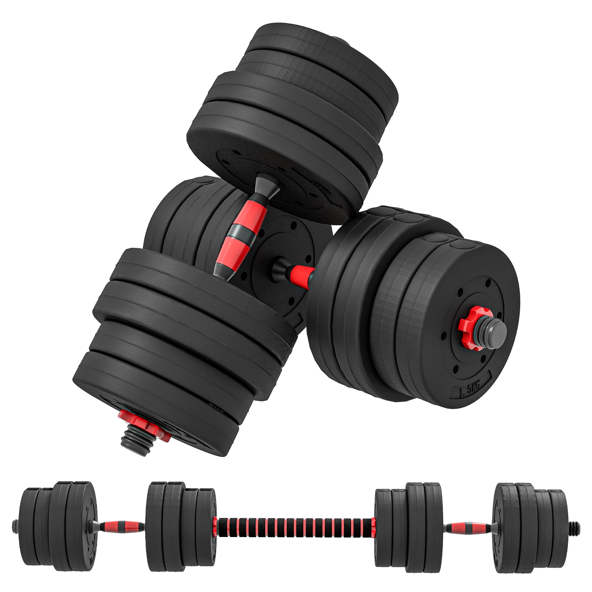 Kit de Halteres Curtos Total 30kg 2 em 1 Peso Ajustável com Barras Inclusas treino Muscular e Halterofilismo BTFORUS
