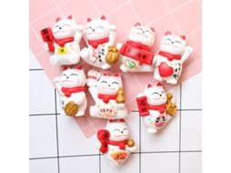 Figura Gato da Sorte Pvc com Braço Mexendo 8 Peças