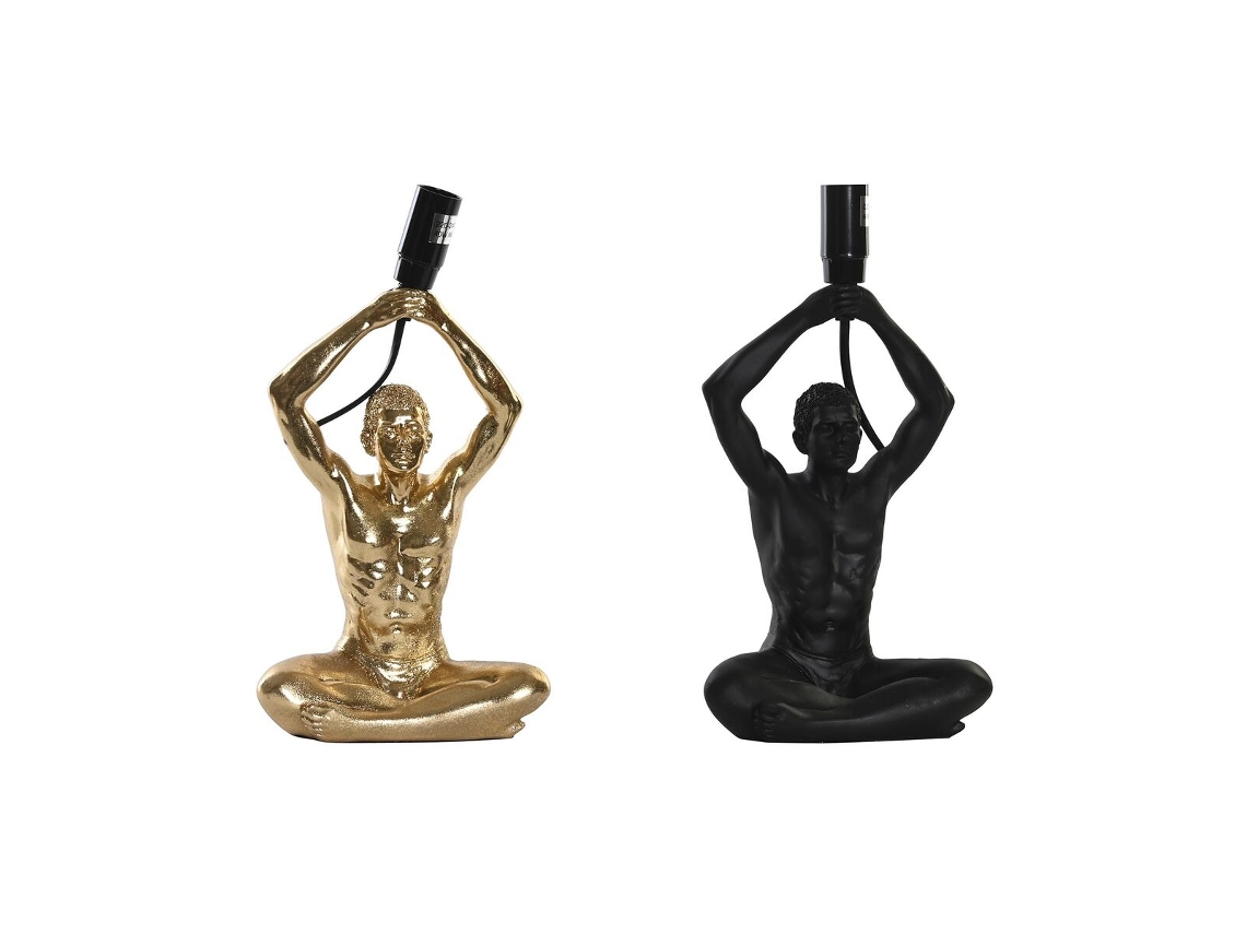 Lâmpada De Mesa Dkd de Decoração de Casa de 25w Preto Dourado Homem 220 V Moderno (2 Unidades) (16 X 10,5 X 25 Cm)