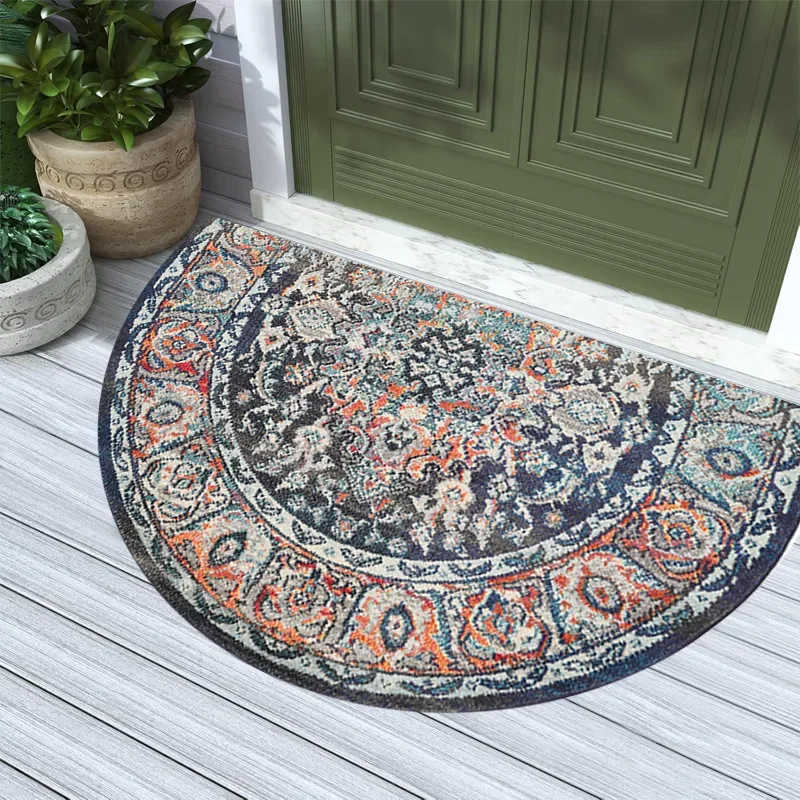 Tapete Semicircular Em Estilo Étnico (40x60cm), Com Padrão Geométrico Retrô, Resistente Ao Desgaste E Fácil De Limpar. (estilo 2).