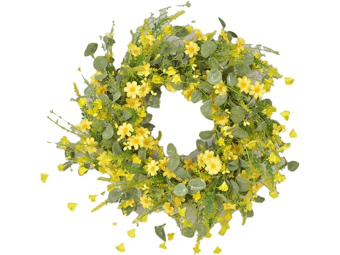 Guirlanda Artificial De Flores De Primavera Com Folhas De Eucalipto, 56 Cm , Para Port Gokoco (22 Polegadas)