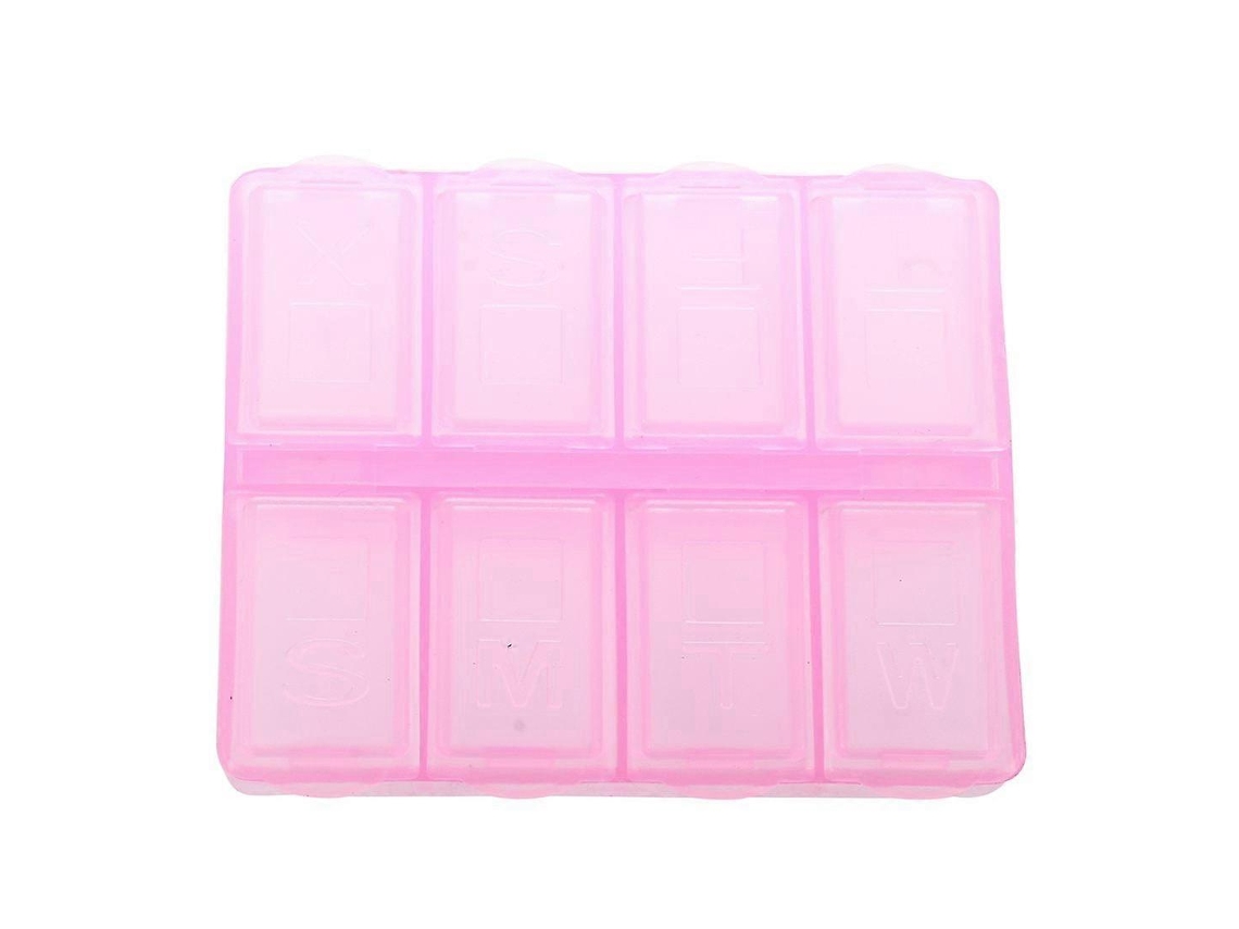 Caixa De Comprimidos Retangular De Plástico Com 8 Compartimentos, Rosa. Nostalgia88