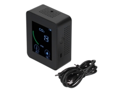 Detector de Qualidade do Ar Digital com Monitor de Co2, Temperatura, Umidade e Tvoc Usb Carregável Preto | S/MARCA