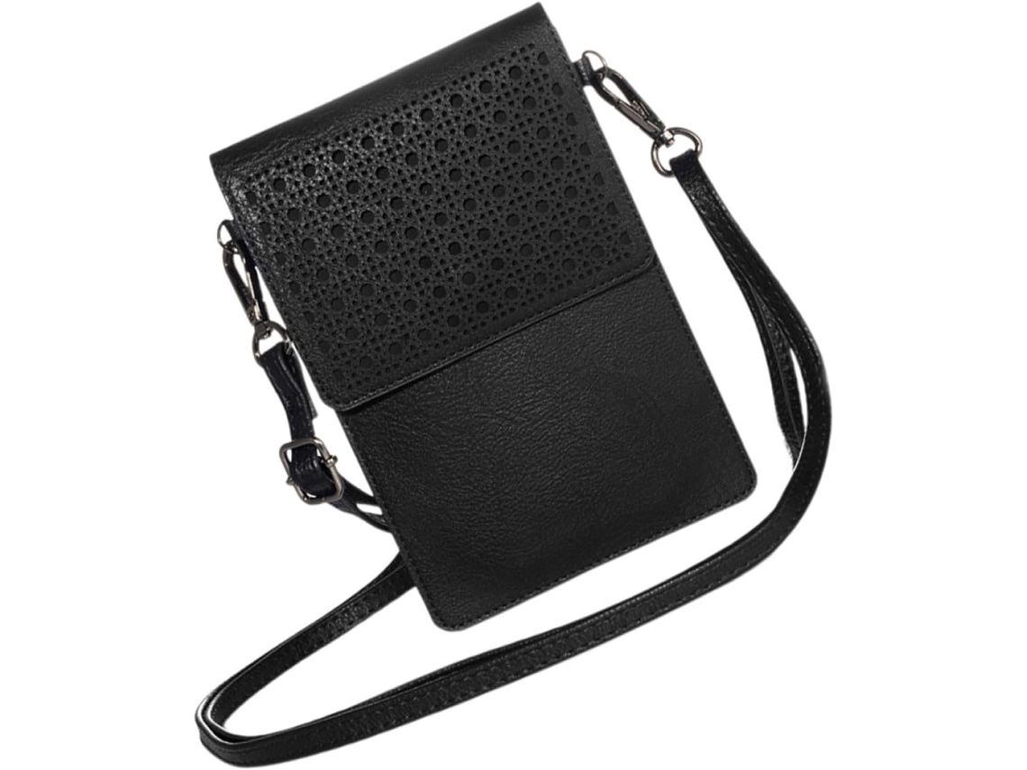 Capa Para Celular Em Couro Pu Preto Com Tela Sensível Ao Toque, Compartimento Para Cartão, Design Exclusivo.