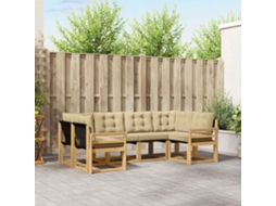 Vidaxl Conjunto De Sofás Para Exterior 6 Pcs Branco E Bege