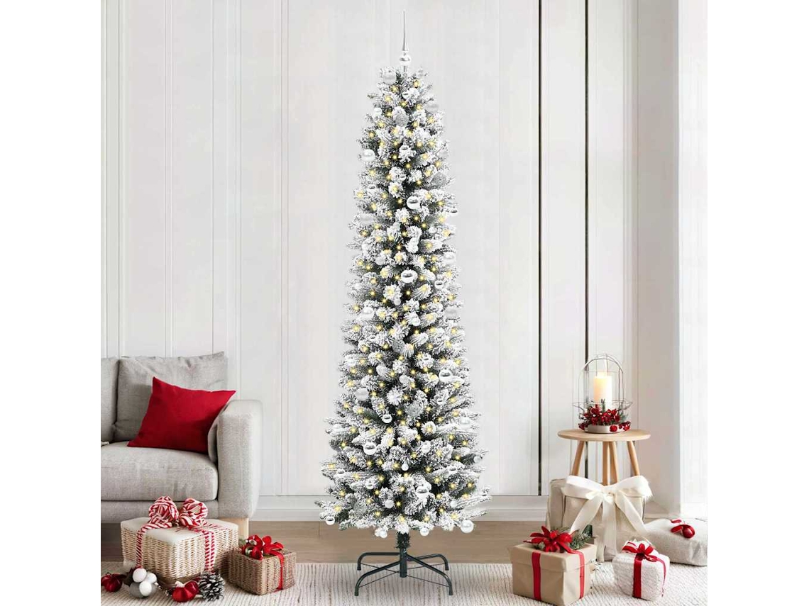 Vidaxl Árvore De Natal Artificial Branco 240 Cm Pvc, Metal E Plástico