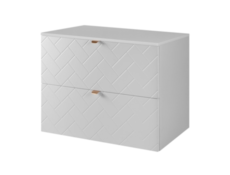 Móvel De Banheiro, Branco Com Puxador Dourado / Com Placa Superior, 80 X 57 X 46 Cm 3xe Living
