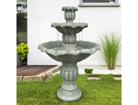 Fonte De Concreto De 100 Cm De Altura Para Uso Externo Com Bomba Submersível Elétrica Hvorstur