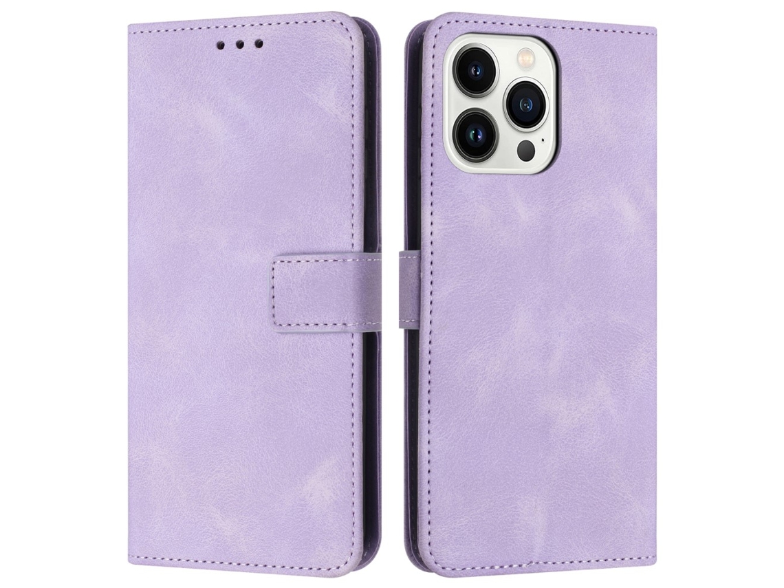 Capa Em Couro Pu, Para Apple Iphone 16pro Max , Cor Roxo
