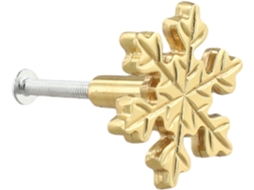 Puxador De Armário Em Latão Maciço Com Formato Floco Neve, Dourado, 40mm