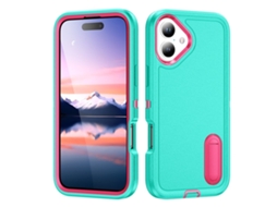 Capa Para Iphone 17 Com Suporte Integrado, Em Silicone - Verde Claro/rosa